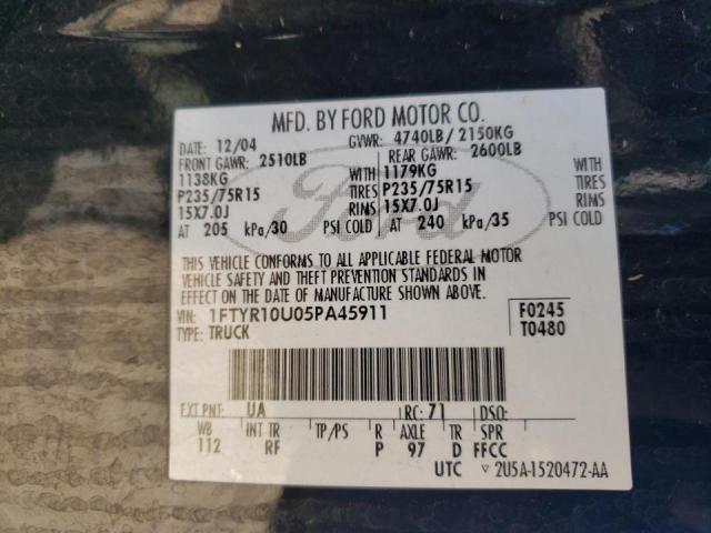 Photo 10 from auction – 2005 FORD RANGER with VIN 1FTYR10U05PA45911