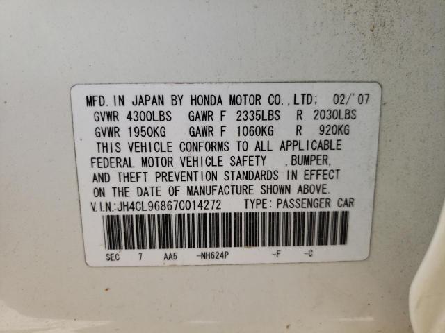 Photo 10 from auction – 2007 ACURA TSX with VIN JH4CL96867C014272