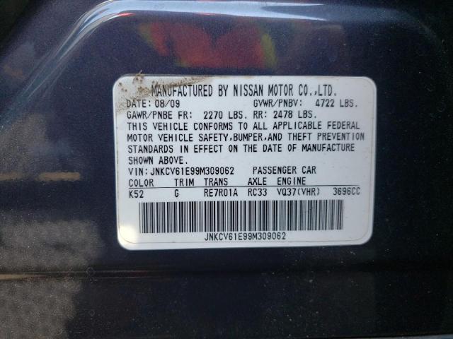 Photo 10 from auction – 2009 INFINITI G37 BASE with VIN JNKCV61E99M309062