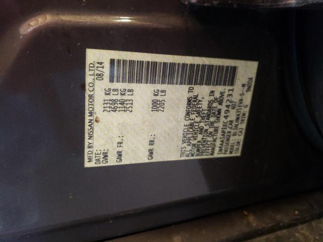Photo 10 from auction – 2014 NISSAN MAXIMA S with VIN 1N4AA5AP1EC494231