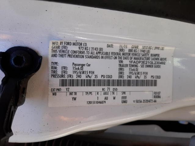 Photo 10 from auction – 2016 FORD FOCUS S with VIN 1FADP3E21GL230492