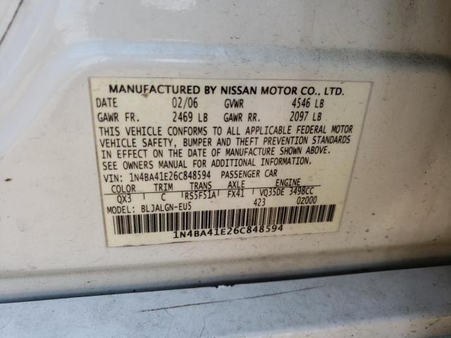 Photo 10 from auction – 2006 NISSAN MAXIMA SE with VIN 1N4BA41E26C848594