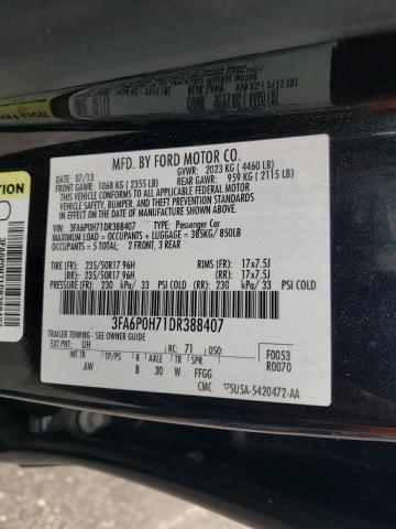 Photo 10 from auction – 2013 FORD FUSION SE with VIN 3FA6P0H71DR388407