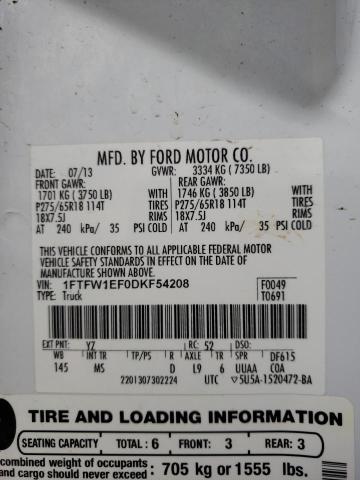 Photo 10 from auction – 2013 FORD F150 SUPER with VIN 1FTFW1EF0DKF54208