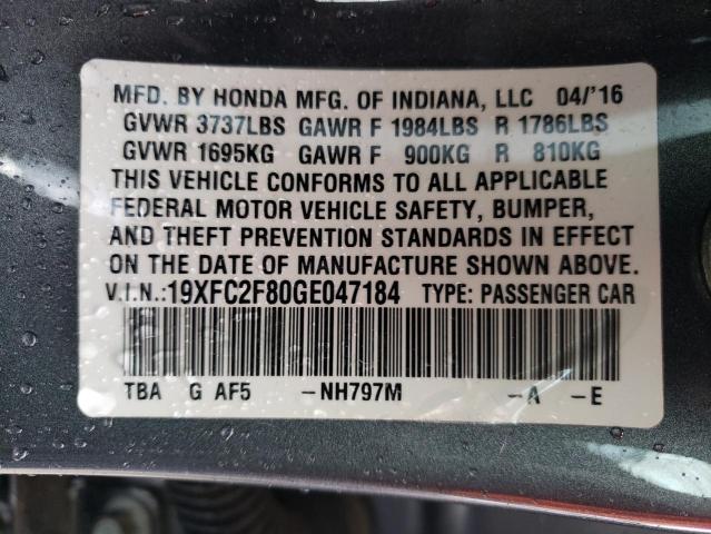 Photo 10 from auction – 2016 HONDA CIVIC EX with VIN 19XFC2F80GE047184