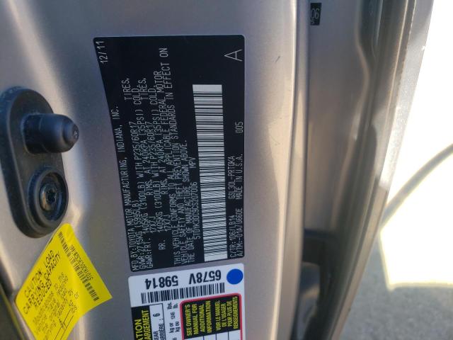 Photo 10 from auction – 2012 TOYOTA SIENNA XLE with VIN 5TDYK3DC9CS207006