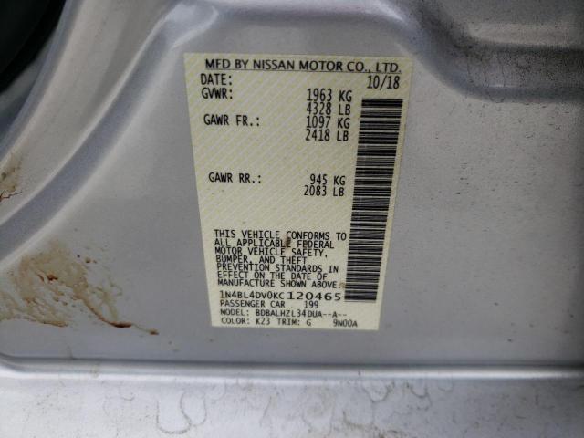 Photo 10 from auction – 2019 NISSAN ALTIMA SV with VIN 1N4BL4DV0KC120465