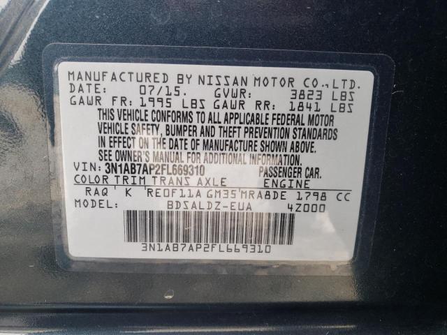 Photo 10 from auction – 2015 NISSAN SENTRA S with VIN 3N1AB7AP2FL669310