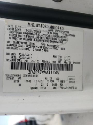 Photo 10 from auction – 2010 FORD CROWN VICT with VIN 2FABP7BV9AX111502