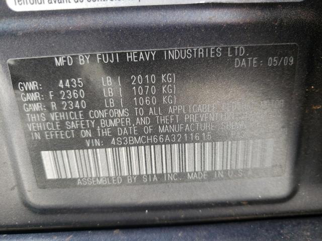 Photo 10 from auction – 2010 SUBARU LEGACY 2.5 with VIN 4S3BMCH66A3211615