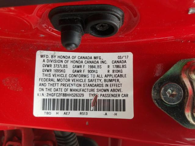Photo 10 from auction – 2017 HONDA CIVIC EX with VIN 2HGFC2F88HH526329