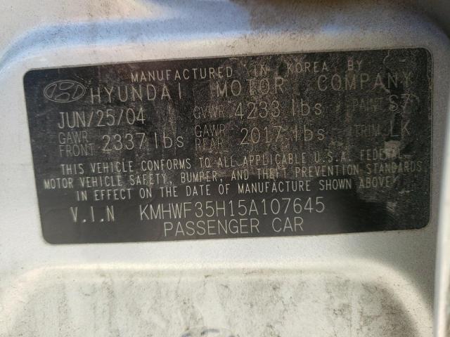 Photo 10 from auction – 2005 HYUNDAI SONATA GLS with VIN KMHWF35H15A107645