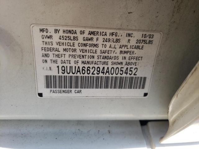 Photo 10 from auction – 2004 ACURA TL with VIN 19UUA66294A005452