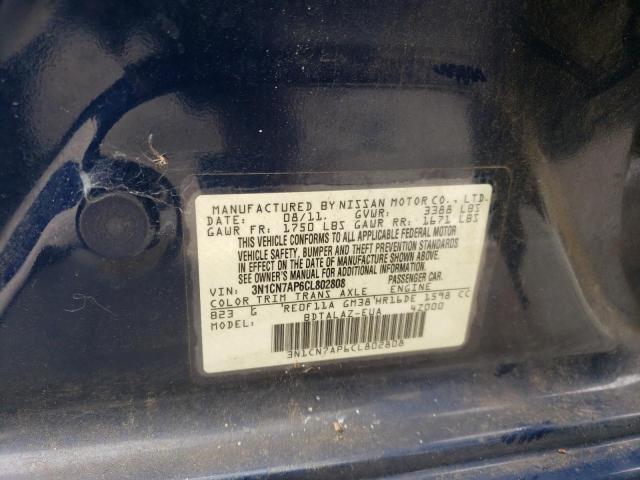 Photo 10 from auction – 2012 NISSAN VERSA S with VIN 3N1CN7AP6CL802808