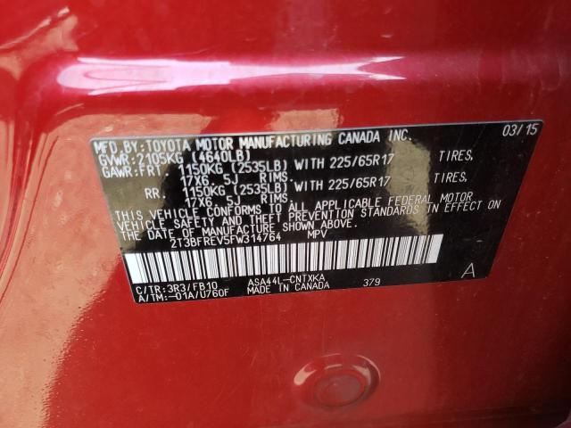 Photo 10 from auction – 2015 TOYOTA RAV4 LE with VIN 2T3BFREV5FW314764