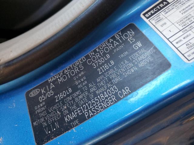 Photo 10 from auction – 2005 KIA SPECTRA LX with VIN KNAFE121255184033