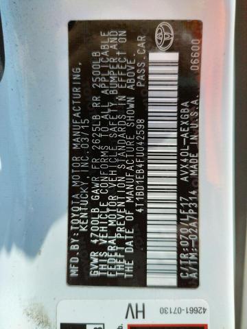 Photo 10 from auction – 2015 TOYOTA AVALON HYB with VIN 4T1BD1EB4FU042598