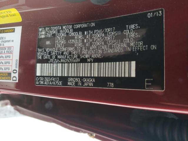 Photo 10 from auction – 2013 TOYOTA 4RUNNER SR with VIN JTEZU5JR6D5055689
