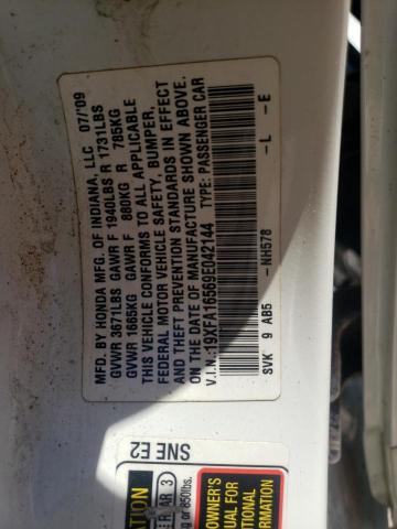 Photo 10 from auction – 2009 HONDA CIVIC LX with VIN 19XFA16569E042144