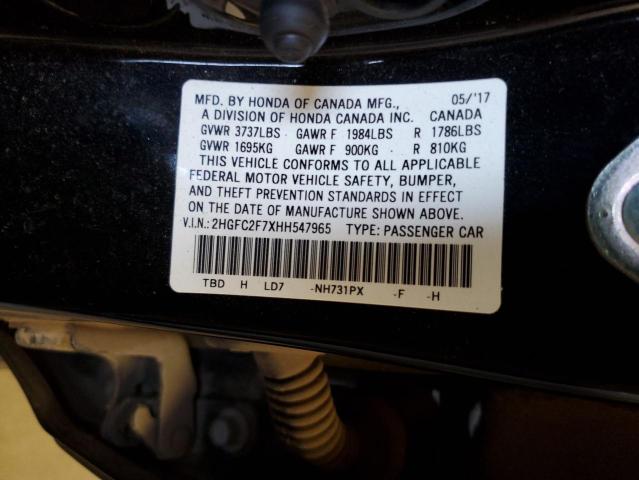 Photo 10 from auction – 2017 HONDA CIVIC EX with VIN 2HGFC2F7XHH547965