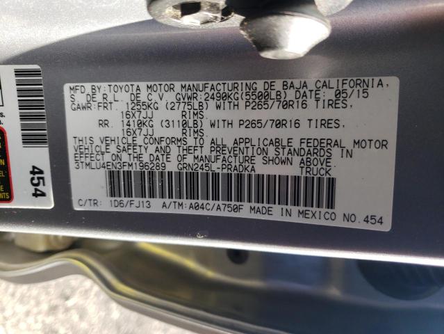 Photo 10 from auction – 2015 TOYOTA TACOMA DOU with VIN 3TMLU4EN3FM196289