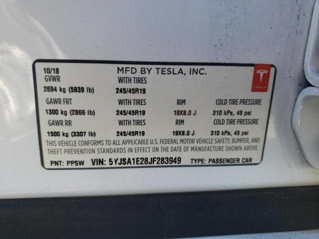 Photo 10 from auction – 2018 TESLA MODEL S with VIN 5YJSA1E28JF283949