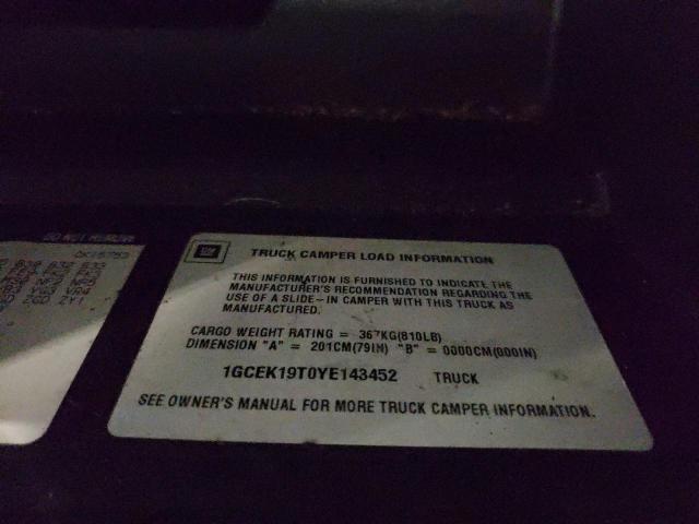 Photo 10 from auction – 2000 CHEVROLET 1500 with VIN 1GCEK19T0YE143452