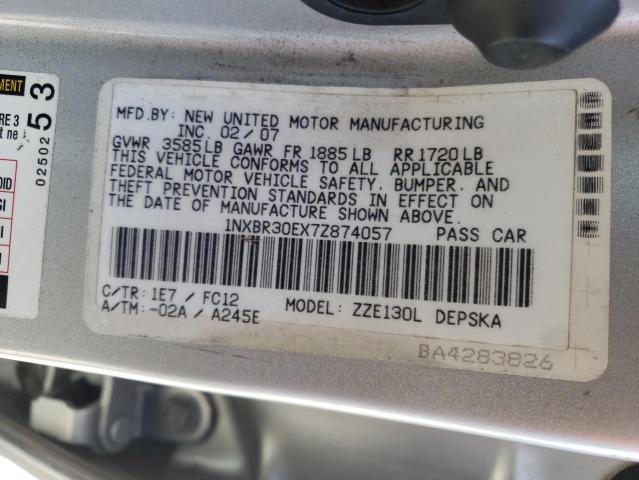 Photo 10 from auction – 2007 TOYOTA COROLLA CE with VIN 1NXBR30EX7Z874057