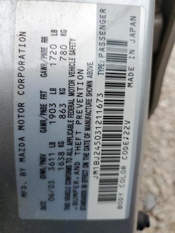 Photo 10 from auction – 2003 MAZDA PROTEGE PR with VIN JM1BJ245031211673