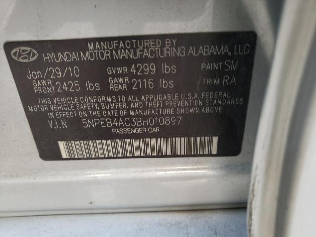 Photo 10 from auction – 2011 HYUNDAI SONATA GLS with VIN 5NPEB4AC3BH010897