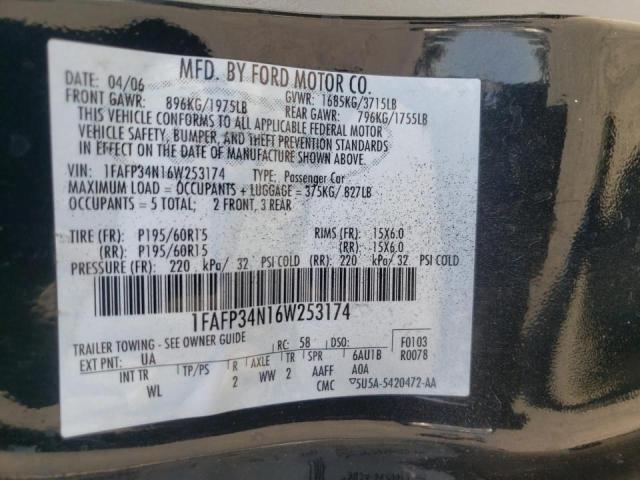 Photo 10 from auction – 2006 FORD FOCUS ZX4 with VIN 1FAFP34N16W253174