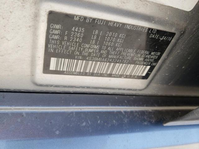 Photo 10 from auction – 2010 SUBARU LEGACY 2.5 with VIN 4S3BMBA62A3245782