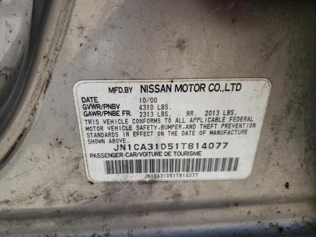 Photo 10 from auction – 2001 NISSAN MAXIMA GXE with VIN JN1CA31D51T814077