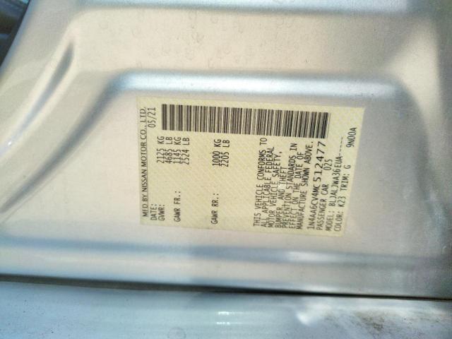 Photo 10 from auction – 2021 NISSAN MAXIMA SV with VIN 1N4AA6CV4MC512477