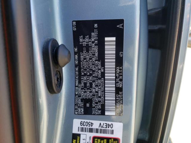 Photo 10 from auction – 2009 TOYOTA SIENNA XLE with VIN 5TDZK22C19S225364