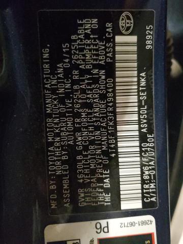 Photo 10 from auction – 2015 TOYOTA CAMRY LE with VIN 4T4BF1FK3FR498400