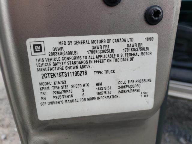 Photo 10 from auction – 2001 GMC NEW SIERRA with VIN 2GTEK19T311195276