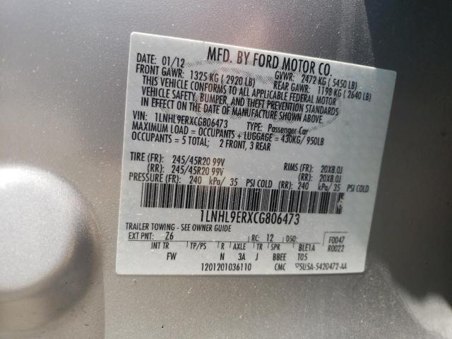 Photo 10 from auction – 2012 LINCOLN MKS with VIN 1LNHL9ERXCG806473