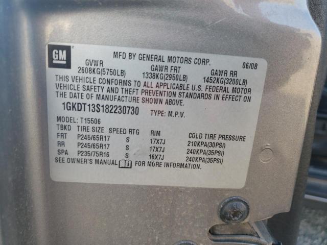 Photo 10 from auction – 2008 GMC ENVOY with VIN 1GKDT13S182230730
