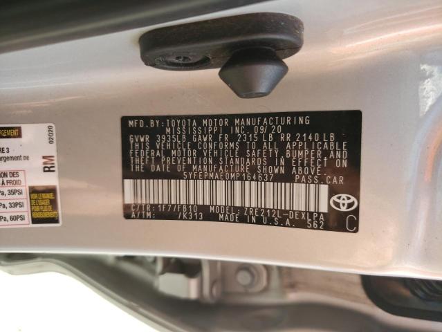 Photo 10 from auction – 2021 TOYOTA COROLLA LE with VIN 5YFEPMAE0MP164637