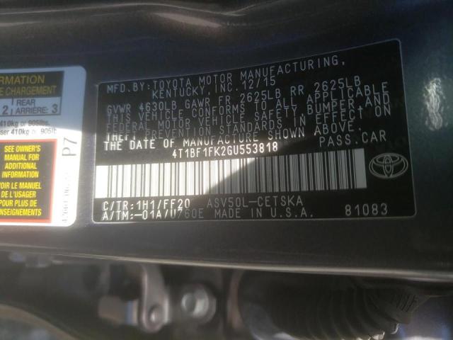 Photo 10 from auction – 2016 TOYOTA CAMRY LE with VIN 4T1BF1FK2GU553818