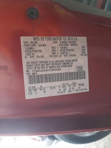 Photo 10 from auction – 2000 FORD EXPLORER X with VIN 1FMZU62X4YZB92485