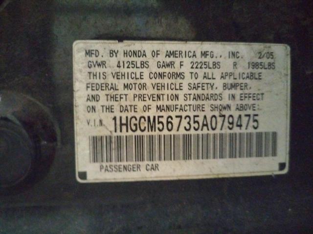 Photo 10 from auction – 2005 HONDA ACCORD with VIN 1HGCM56735A079475