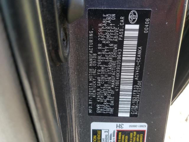 Photo 10 from auction – 2009 TOYOTA CAMRY BASE with VIN 4T1BE46KX9U359643