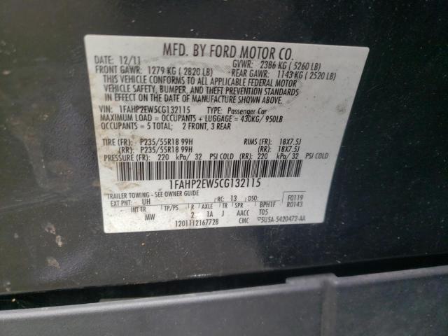 Photo 10 from auction – 2012 FORD TAURUS with VIN 1FAHP2EW5CG132115