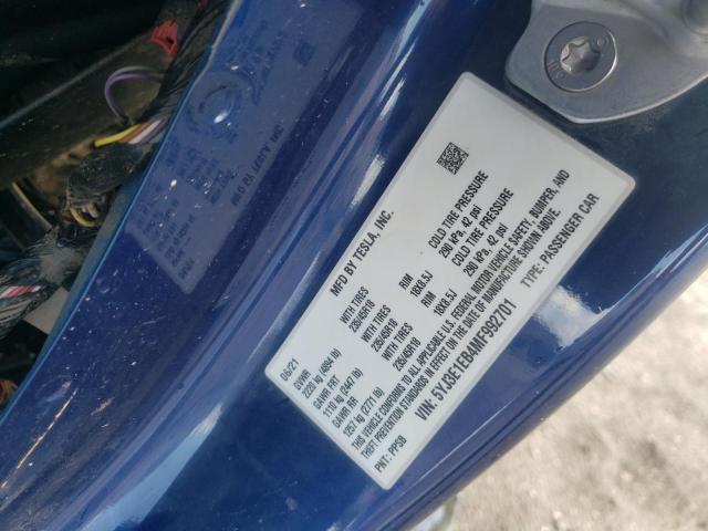 Photo 10 from auction – 2021 TESLA MODEL 3 with VIN 5YJ3E1EB4MF992701