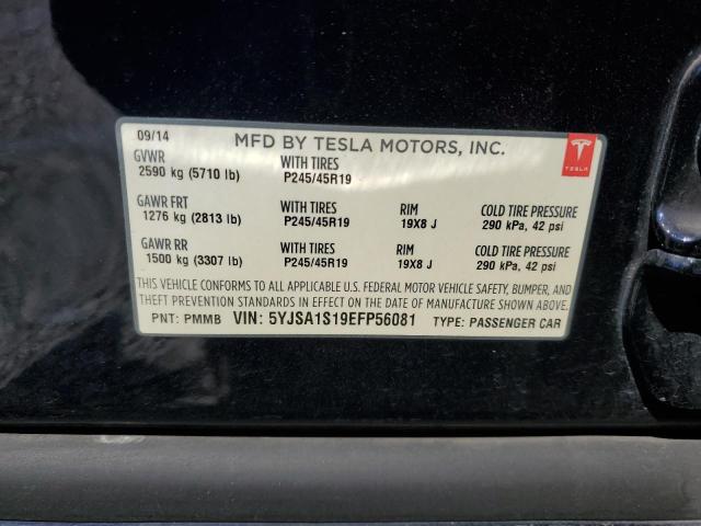 Photo 10 from auction – 2014 TESLA MODEL S with VIN 5YJSA1S19EFP56081