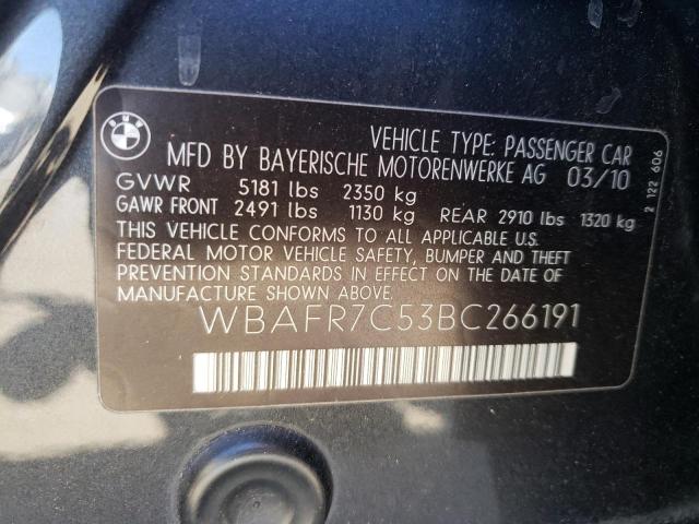 Photo 10 from auction – 2011 BMW 535 I with VIN WBAFR7C53BC266191