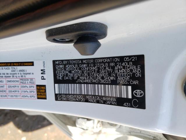 Photo 10 from auction – 2021 TOYOTA COROLLA SE with VIN JTND4MBE9M3138223