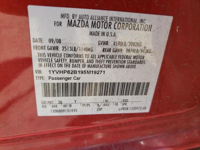 Photo 10 from auction – 2009 MAZDA 6 with VIN 1YVHP82B195M19271